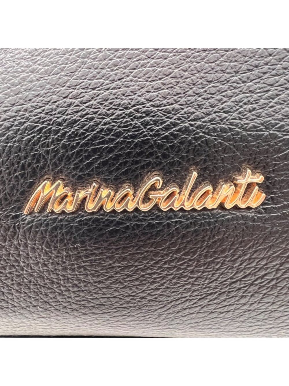 Marina Galanti Black Faux Leather Handbag With Gold Accents & Adjustable Strap - Picture 4 of 16